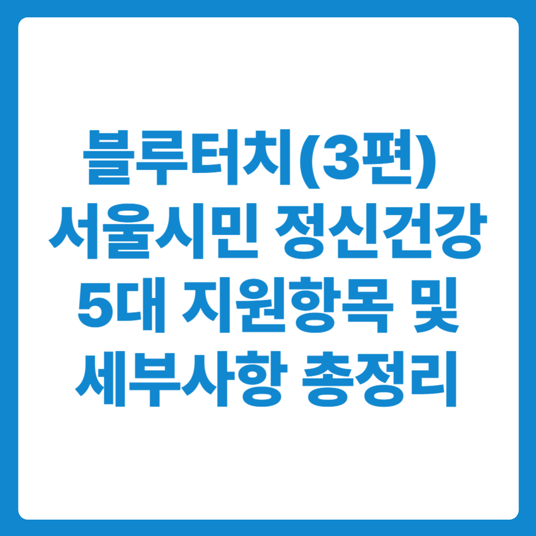 블루터치 마지막편-서울시민 정신건강 5대 지원사업 항목 총정리