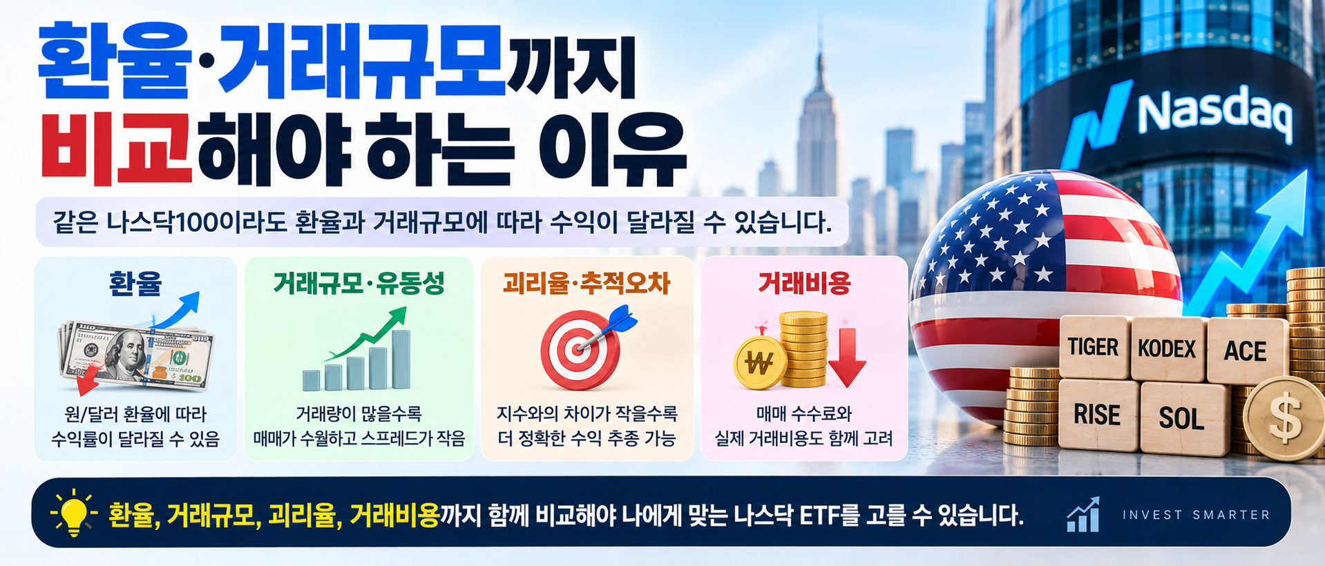 나스닥100 ETF 환율 거래규모 유동성 추적오차 비교