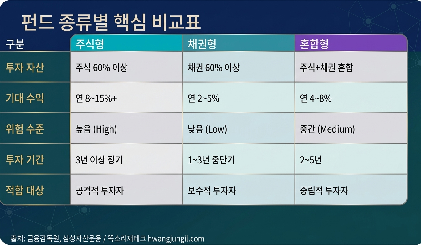 펀드 종류별 핵심 비교표
