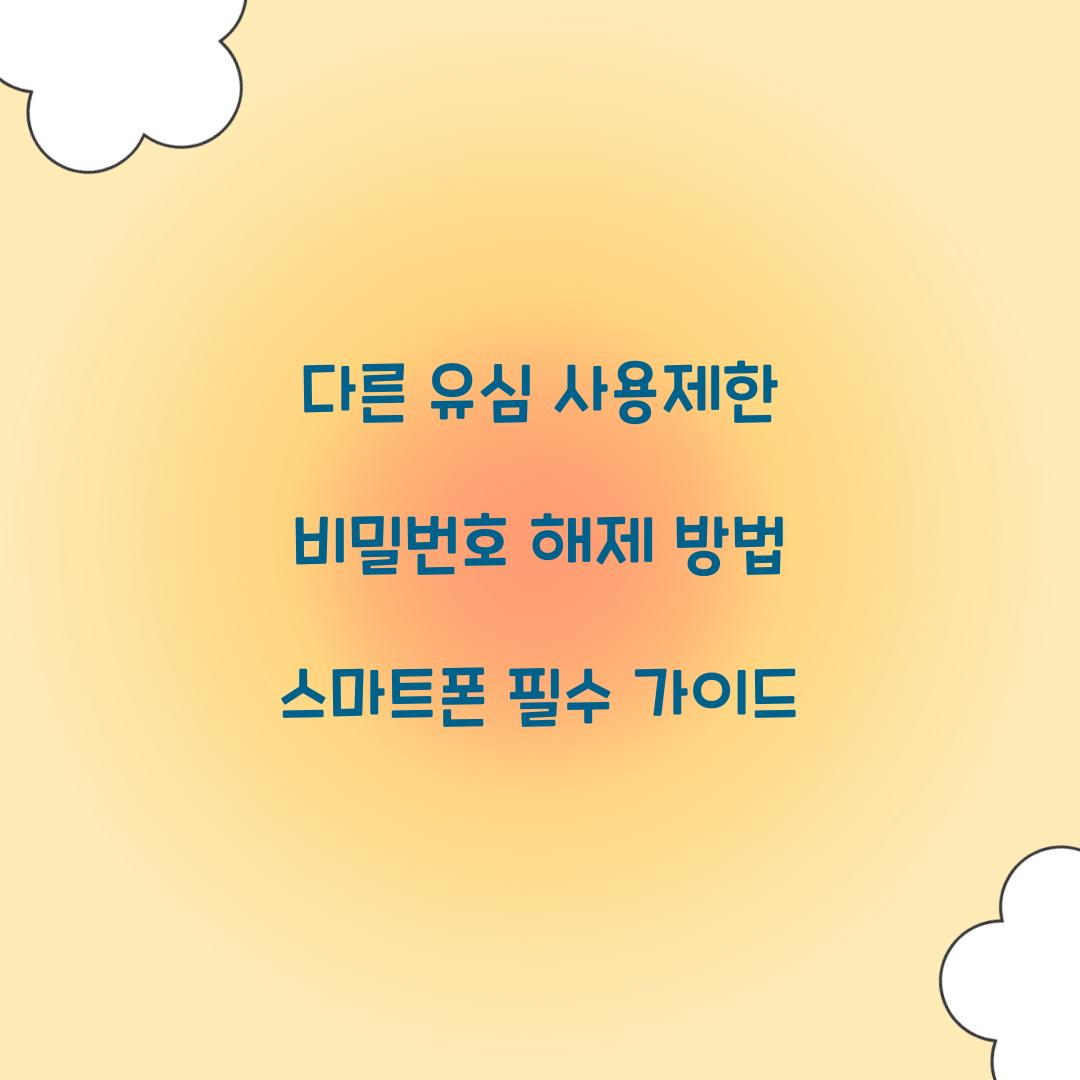 다른 유심 사용제한 비밀번호