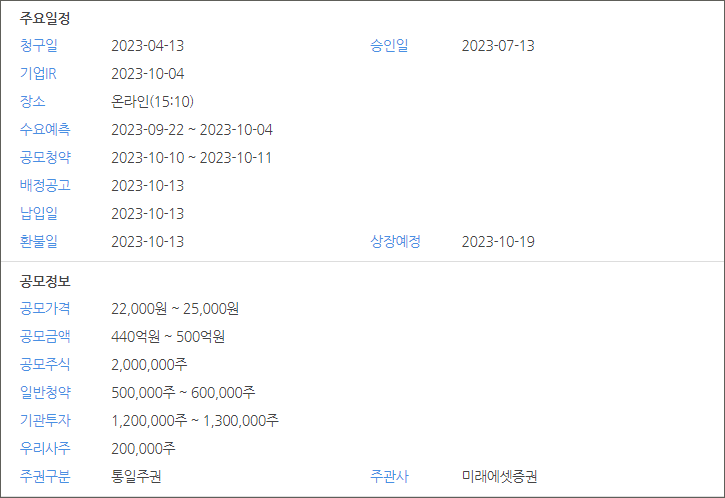 신성에스티 공모개요 [출처 IRGO]