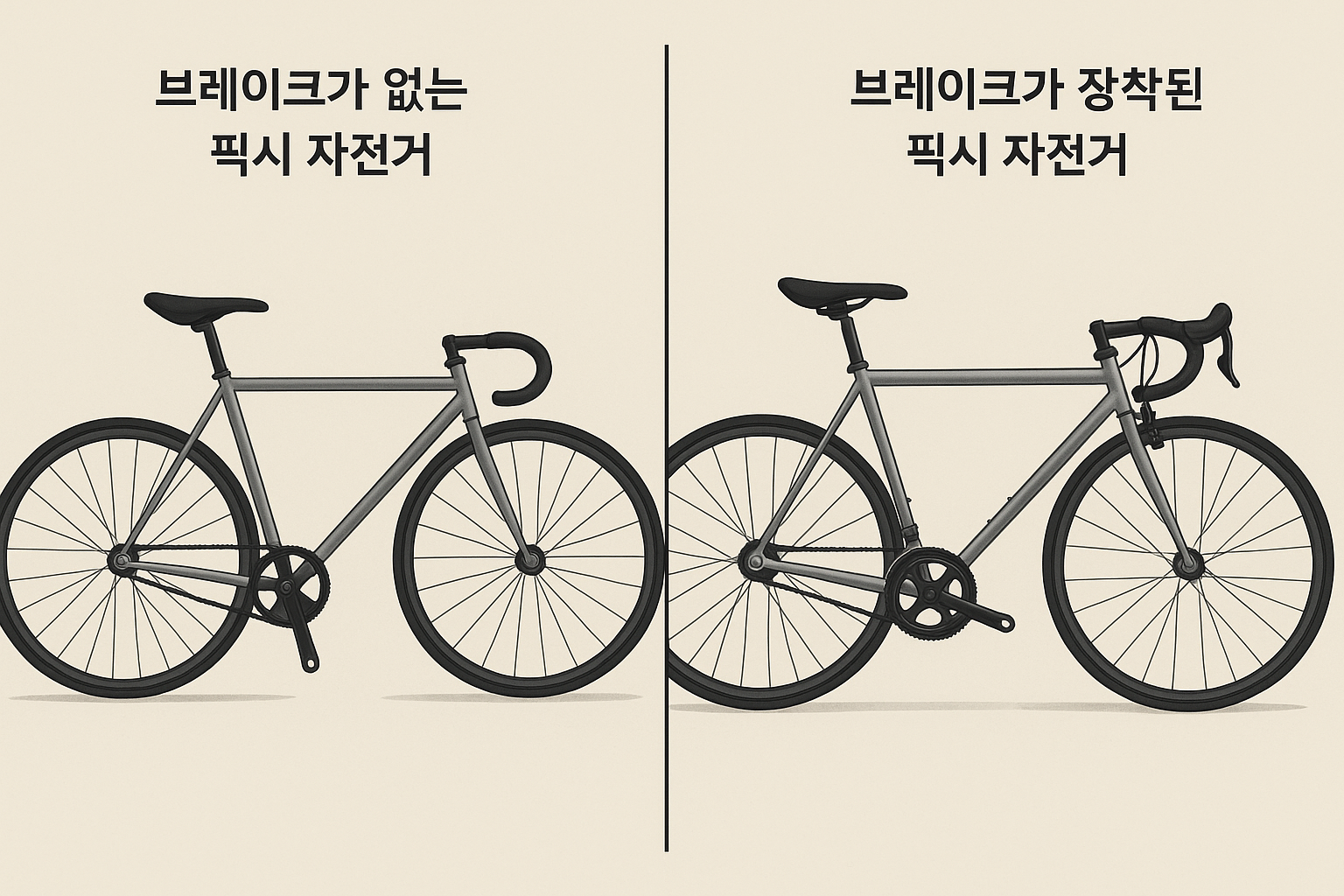 브레이크 유무에 따른 픽시 자전거
