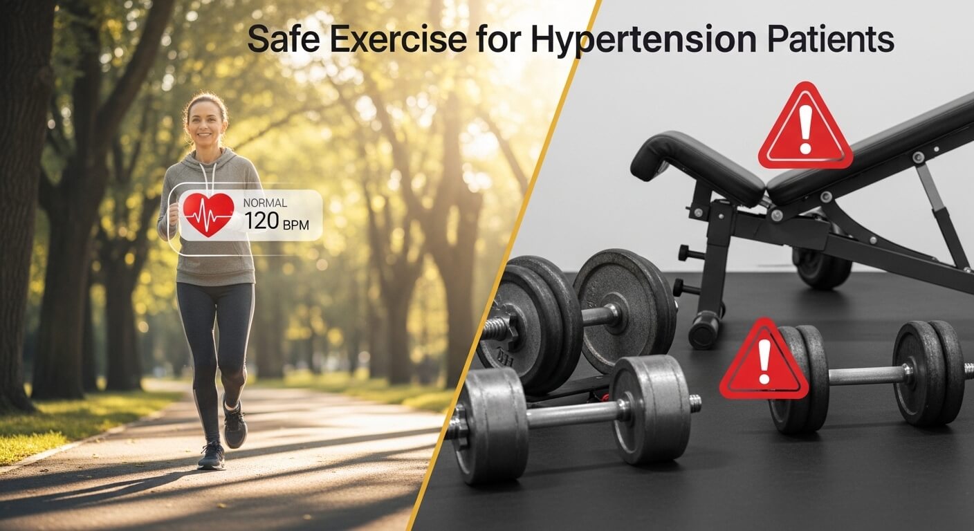 왼쪽에는 여자가 조깅을 하고 있고 혈압이 120 bpm 을 표시하고 오른쪽엔 아령등 있다