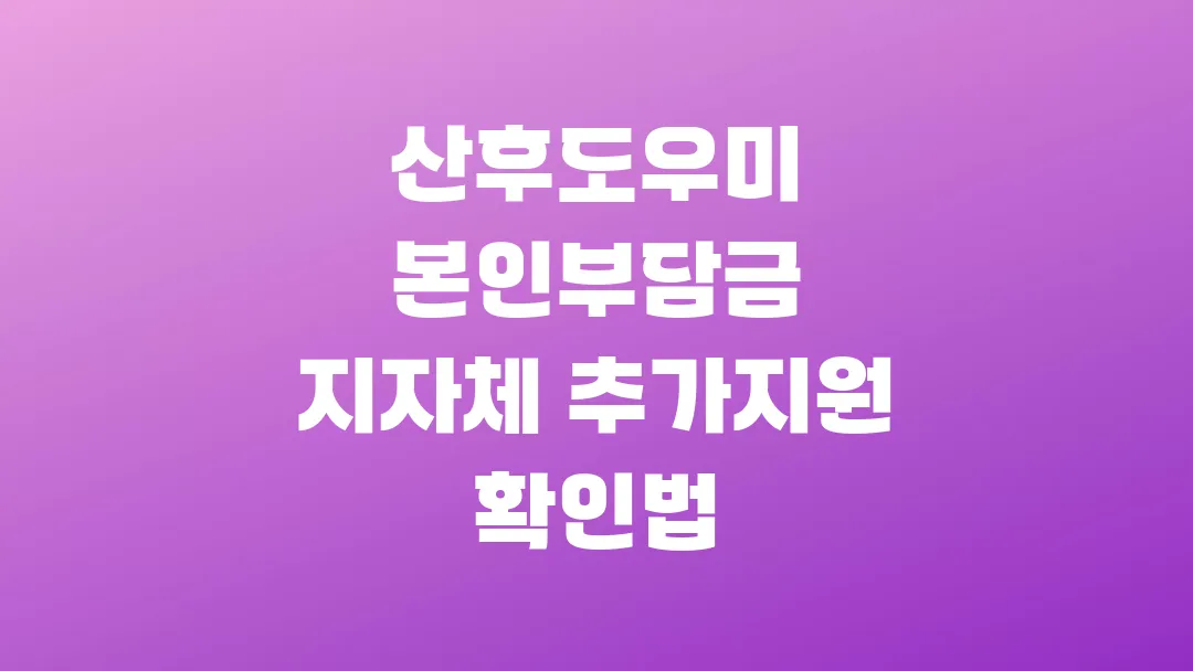 2025 산후도우미 본인부담금 지자체 추가지원 확인법