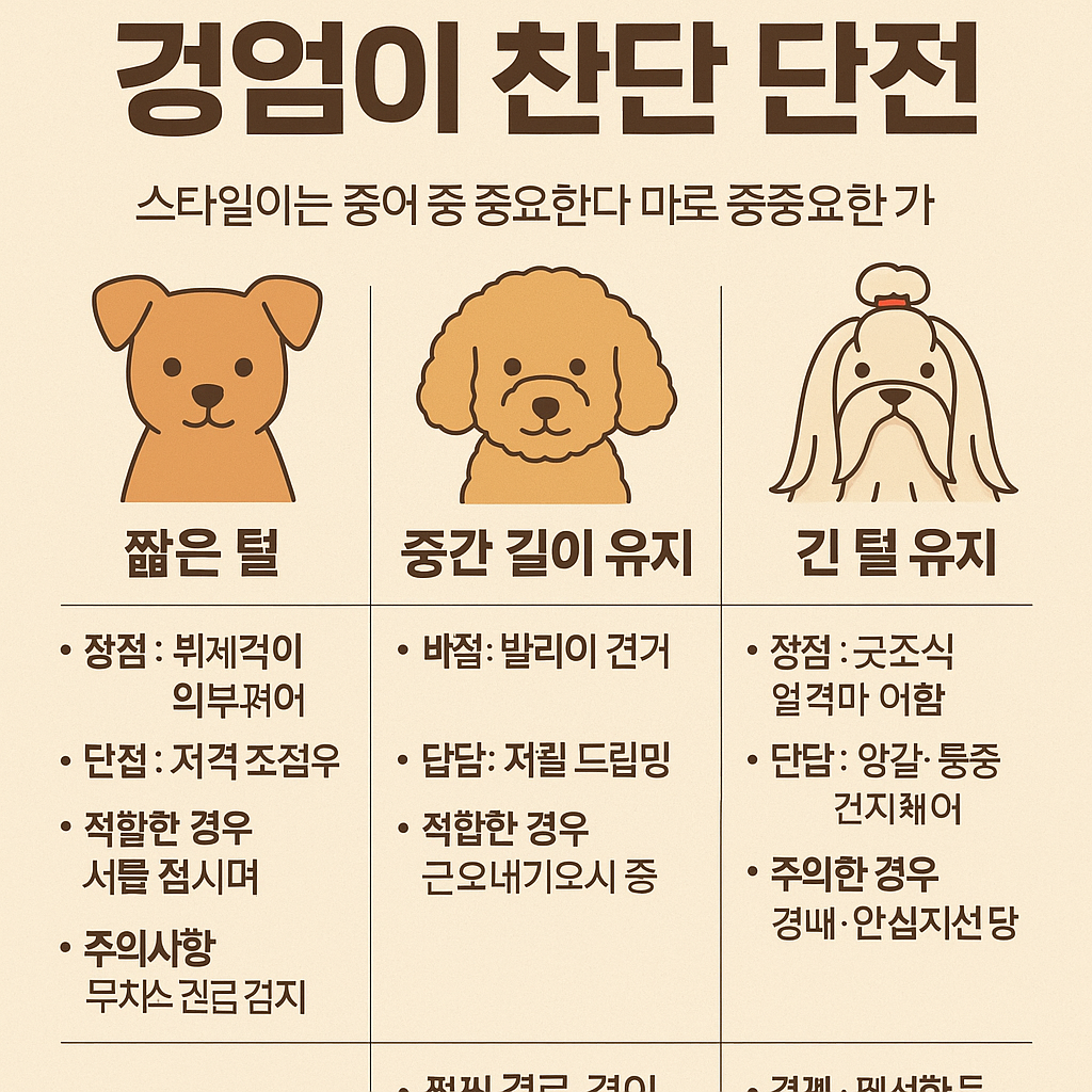 강아지 털길이에 따른 미용스타일 가이드 사진