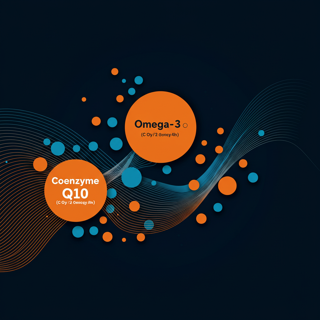 당뇨 합병증 관리에 도움을 주는 코엔자임Q10과 오메가3 영양제를 나타내는 이미지