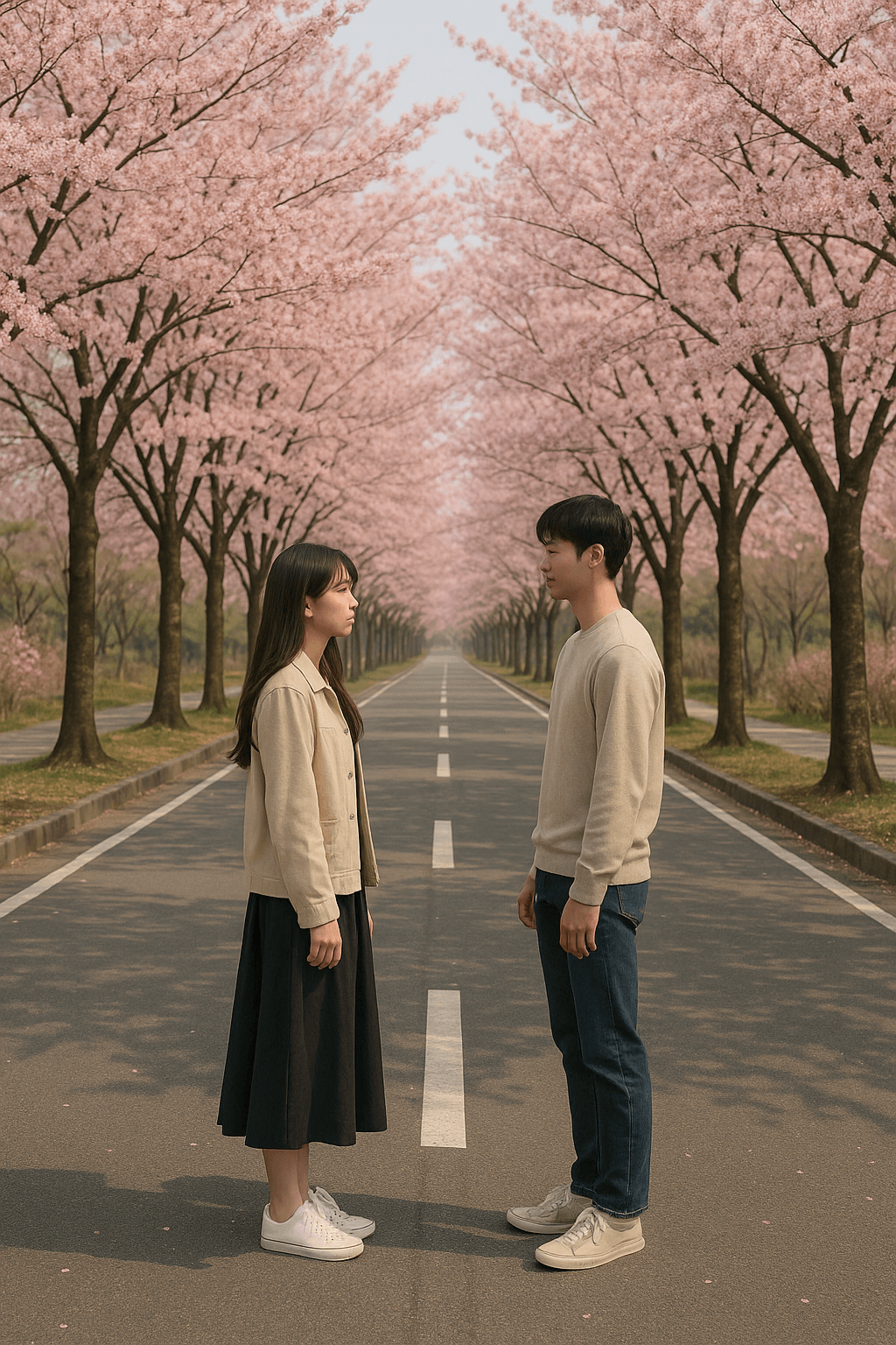 두 남여가 서로를 바라보는 모습