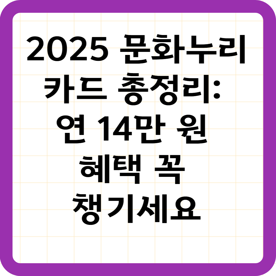 2025 문화누리카드 총정리: 연 14만 원 혜택 꼭 챙기세요
