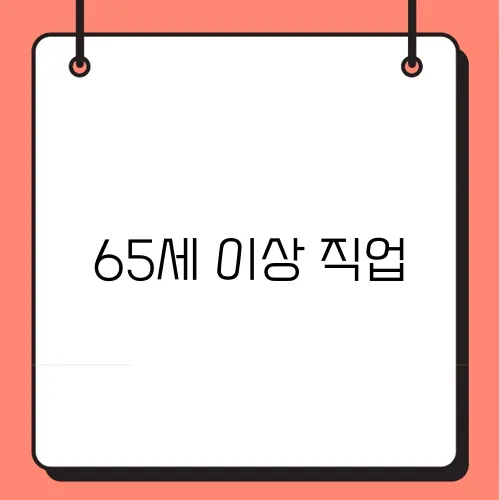 65세 이상 직업