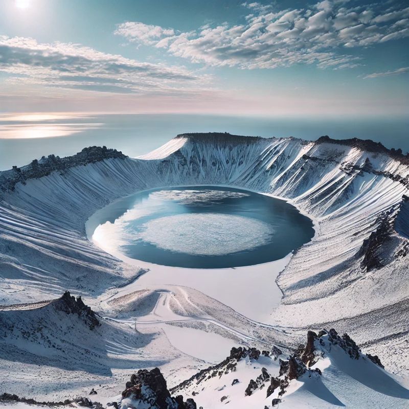 A stunning winter view of Baekrokdam, 백록담 이미지