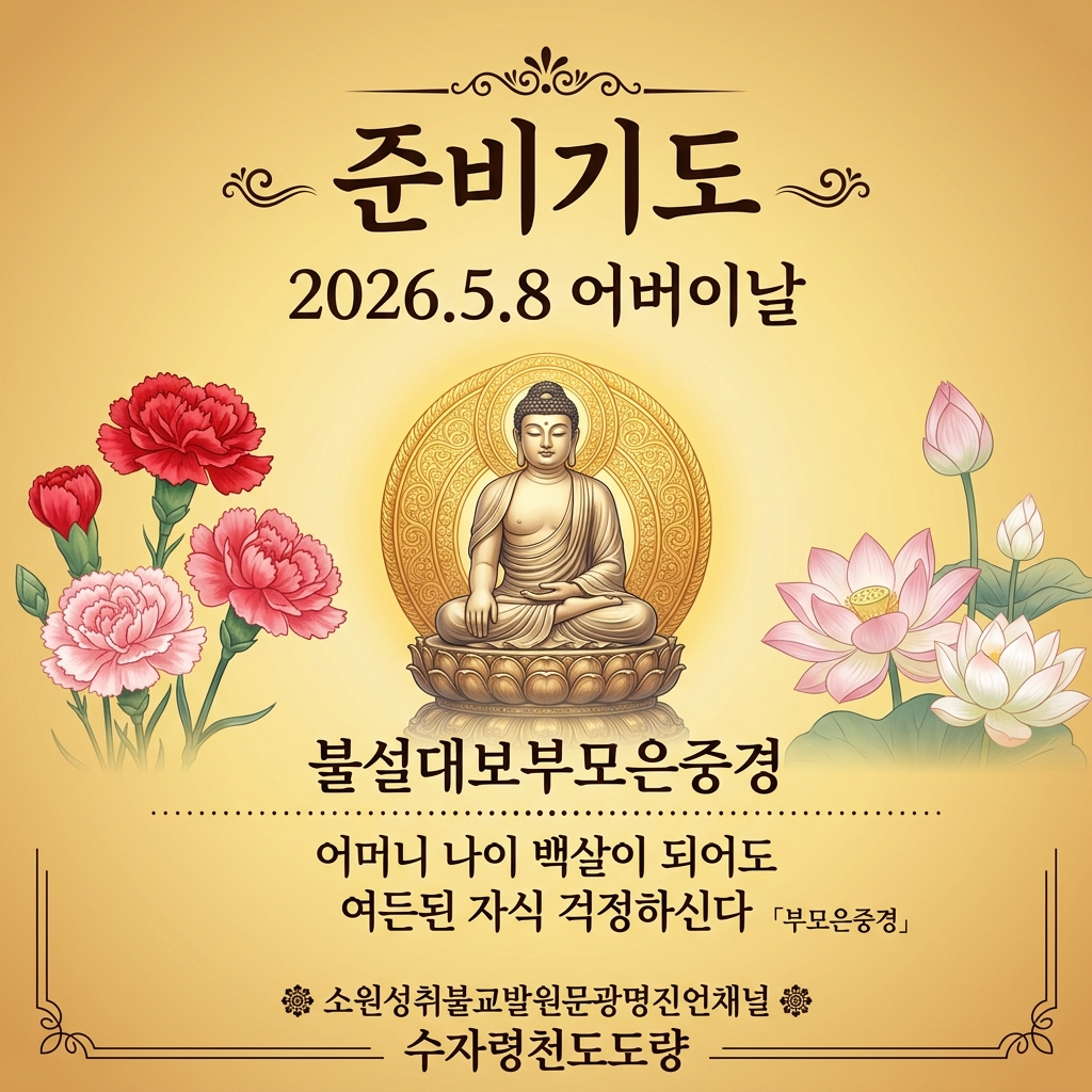 어버이날 ,불설대보부모은중경&middot;지장보살본원경&middot;우란분경,나무 시방삼세 일체, 제불보살 마하살 ,나무 본사 석가모니불 ,나무 대자대비 관세음보살, 나무 약사유리광여래불 ,나무 대원본존 지장보살