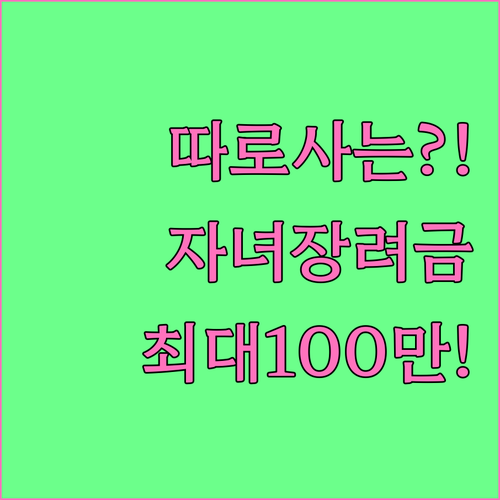따로 사는 자녀장려금 최대 100만 ..