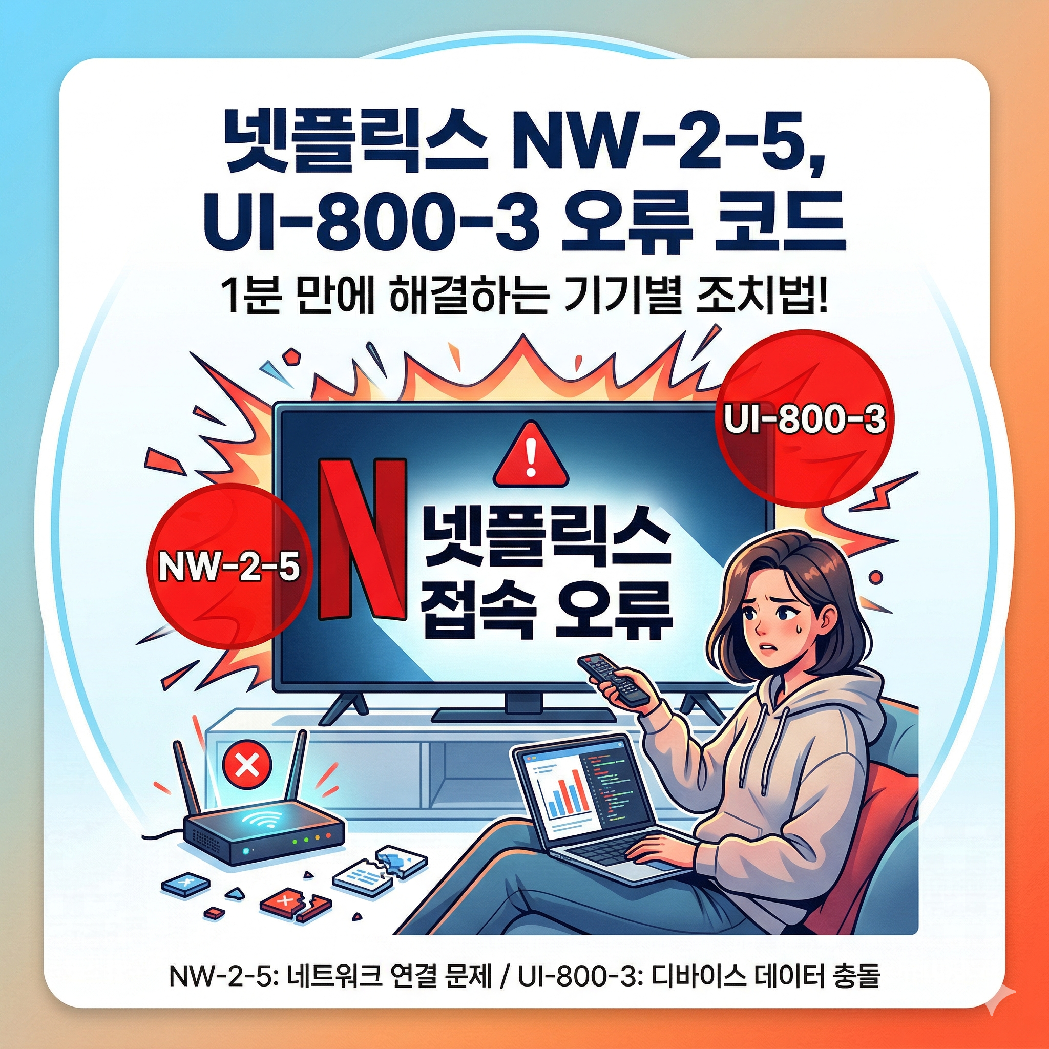 넷플릭스 접속 오류 완벽 가이드: NW-2-5 및 UI-800-3 원인과 해결 방법 총정리
