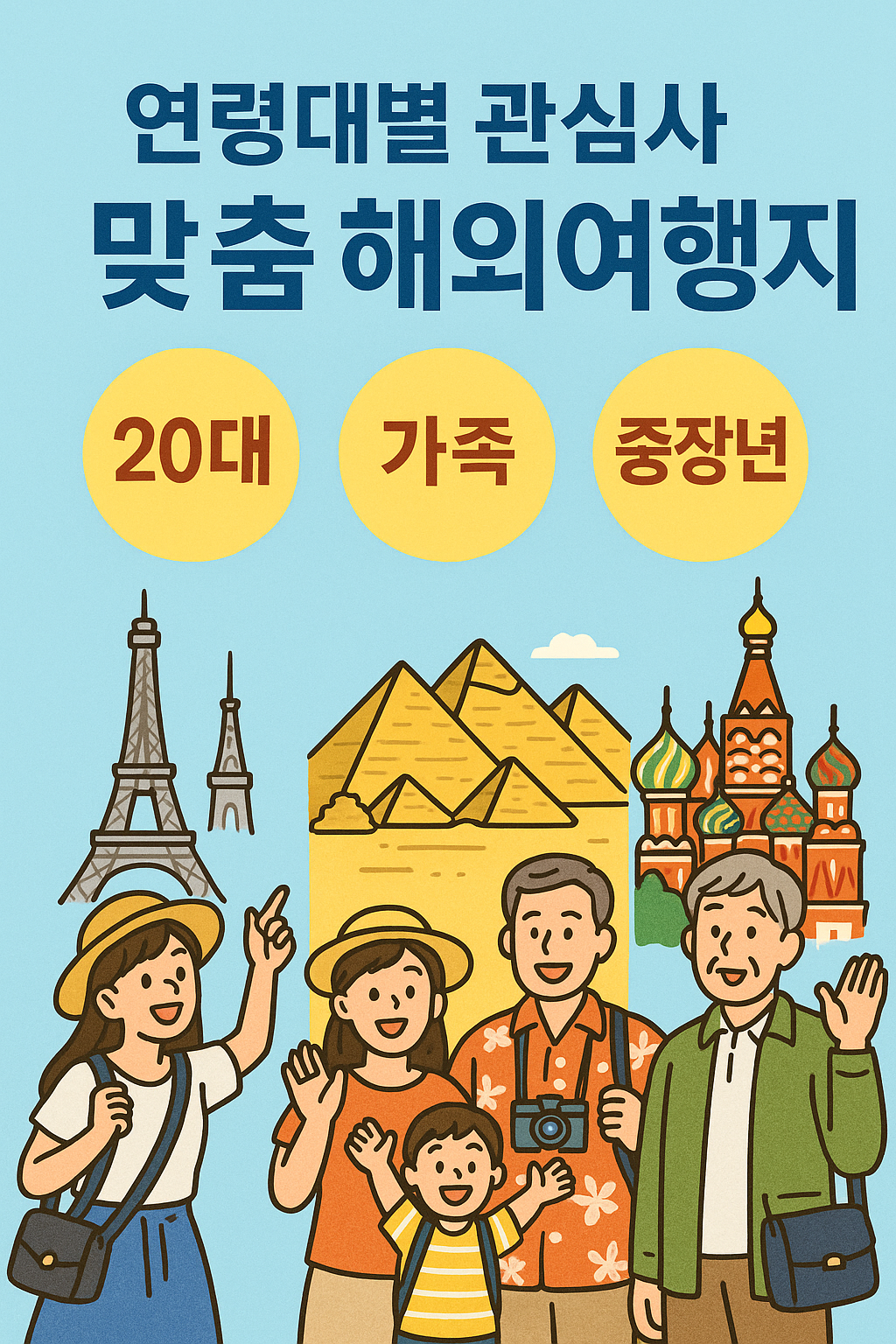 연령대별 관심사 맞춤 해외여행지 관련 표지