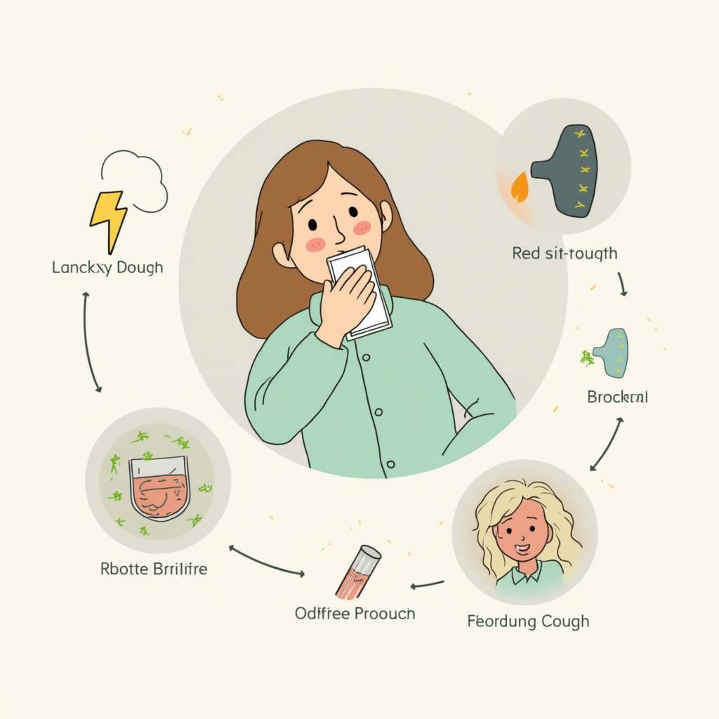 기침 대처법을 시각적으로 보여주는 일러스트레이션