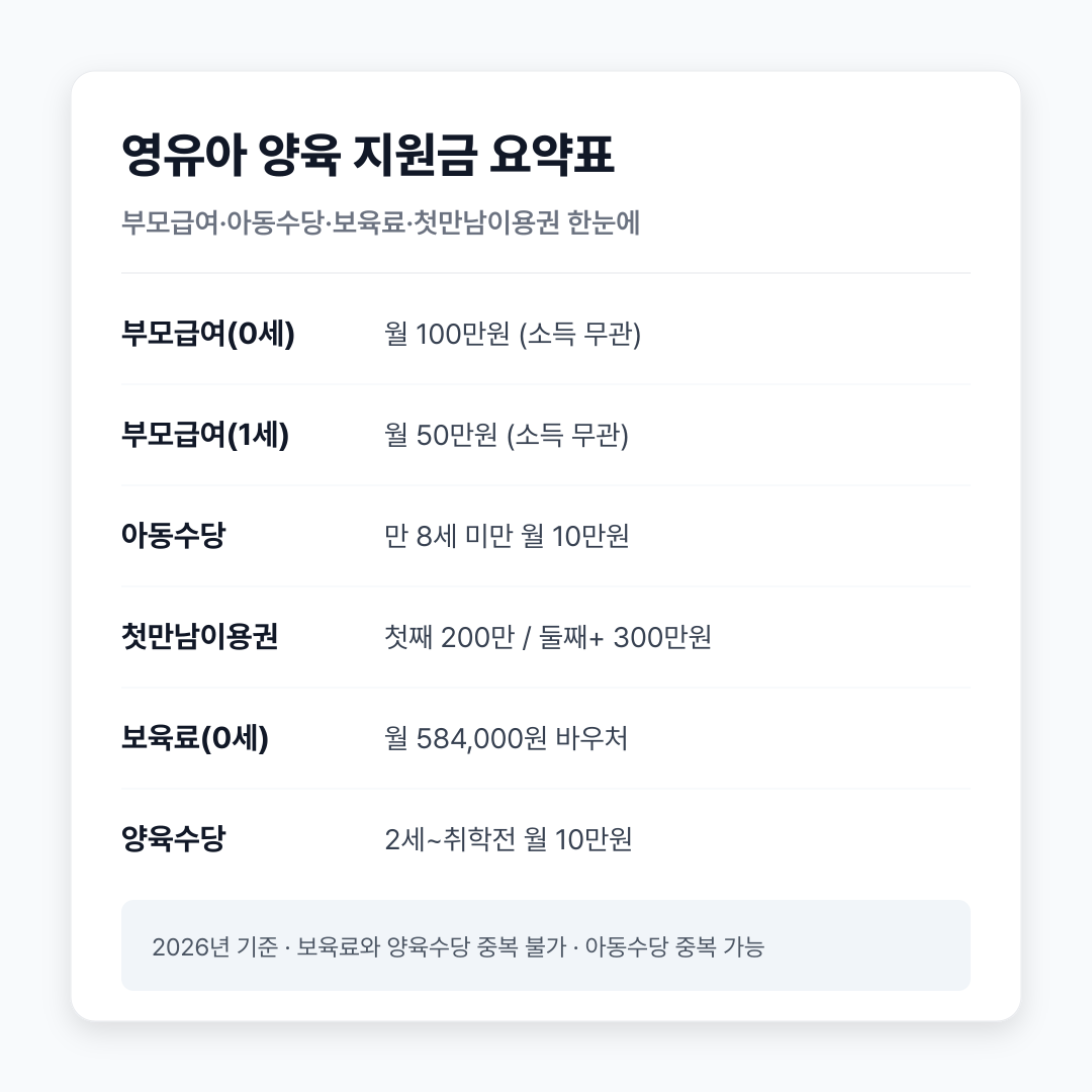 영유아 양육 지원금 요약