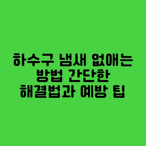하수구 냄새 없애는 방법 간단한 해결법과 예방 팁