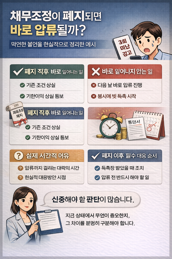채무조정폐지 바로압류될까?