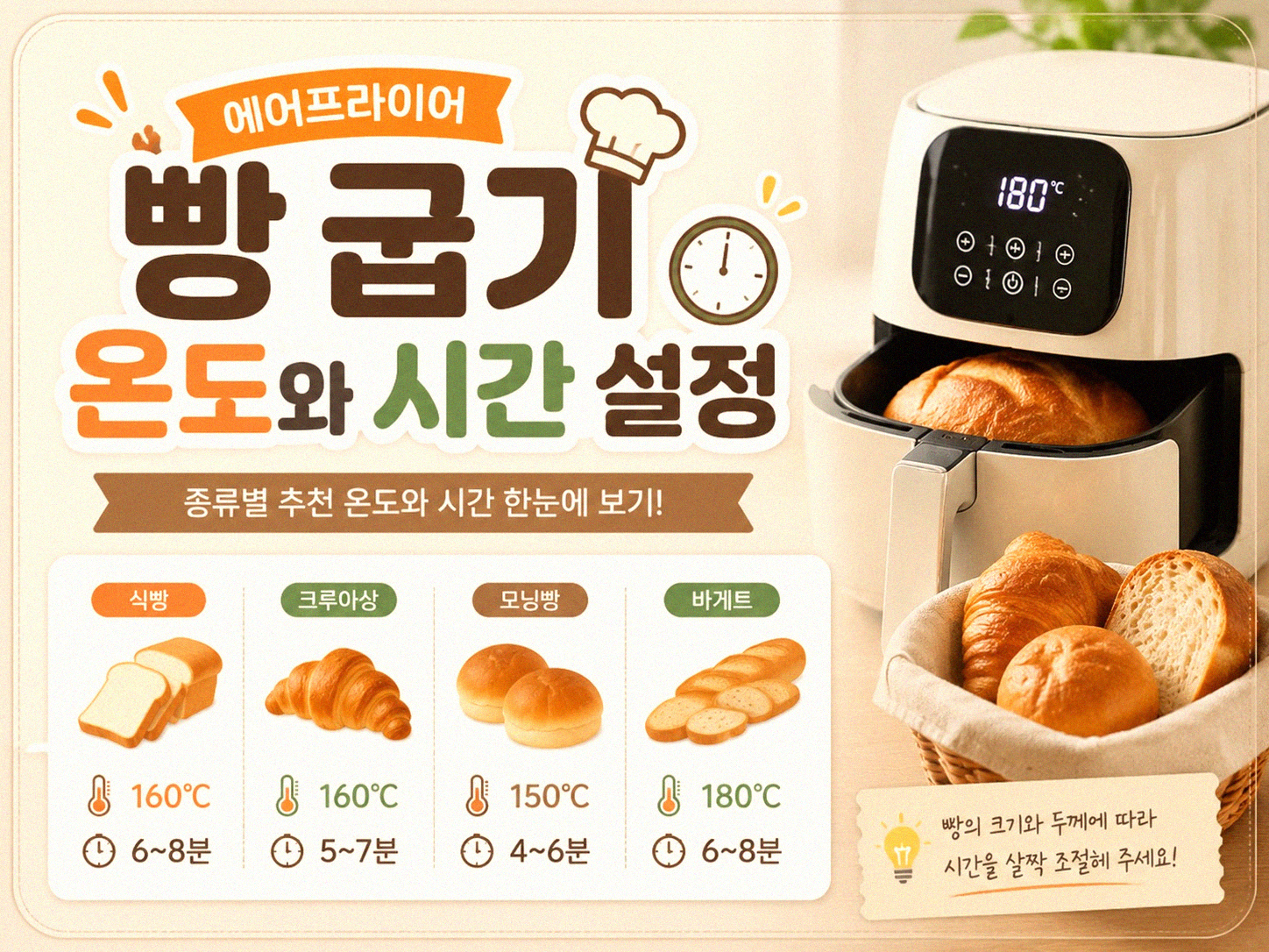 에어프라이어로 빵 굽기, 어느 정도일까