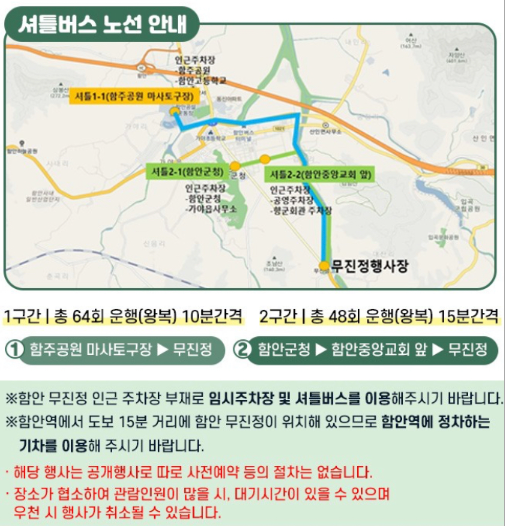 함안낙화놀이 무료 셔틀버스, 낙화놀이 셔틀버스