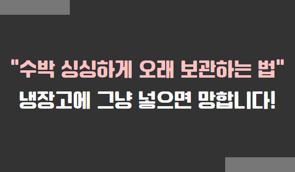 맛있는 수박 보관법