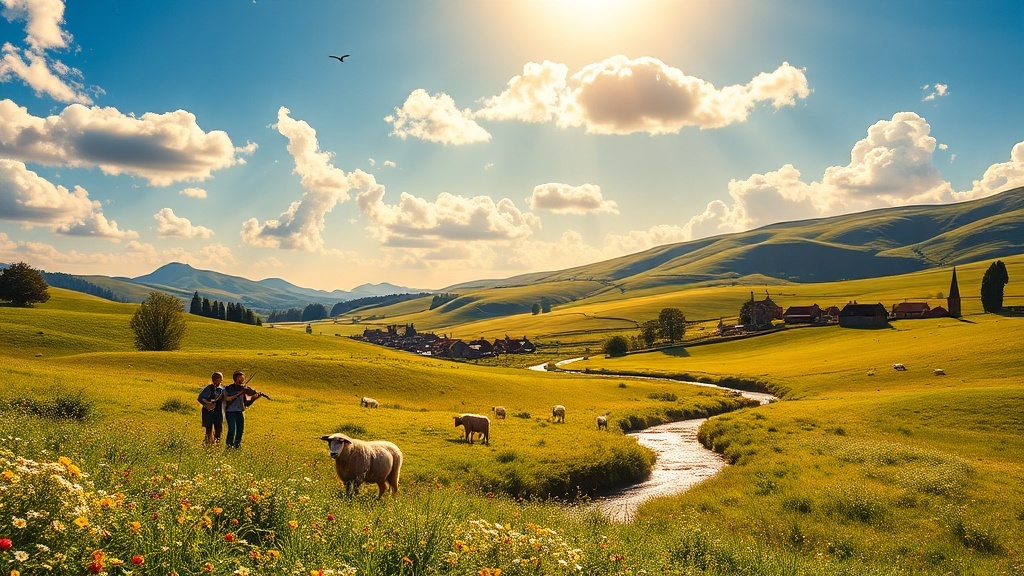 AI 생성: 따뜻한 봄의 야외 전원풍경