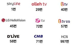 ENA 방송 채널 번호표 모습