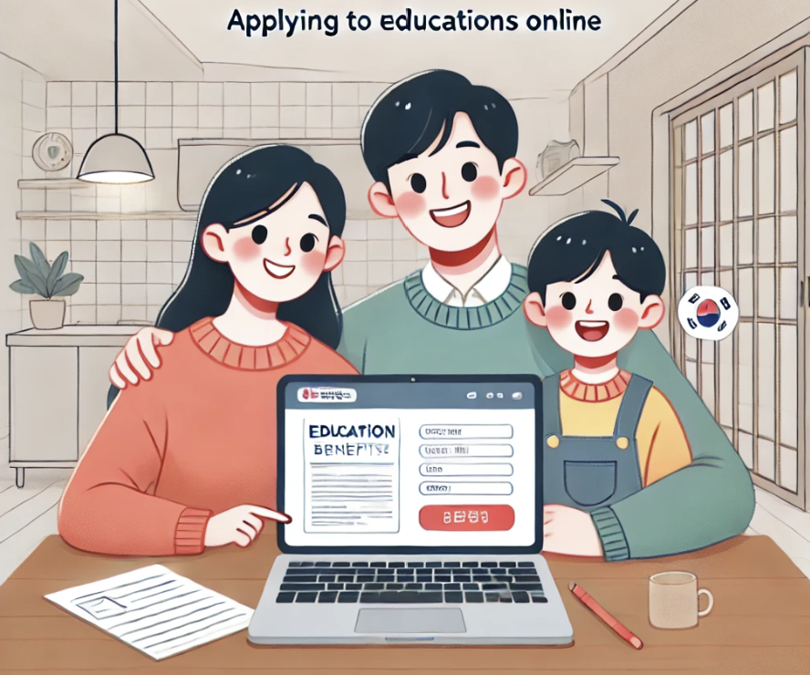 노트북을 통해 복지서비스 신청을 하는 모습