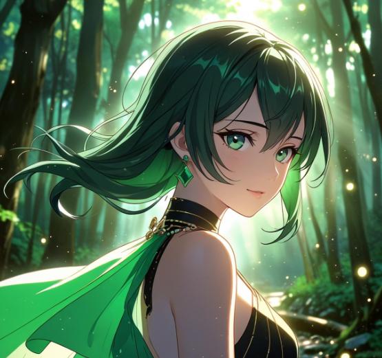 숲속에 여자아이 이미지