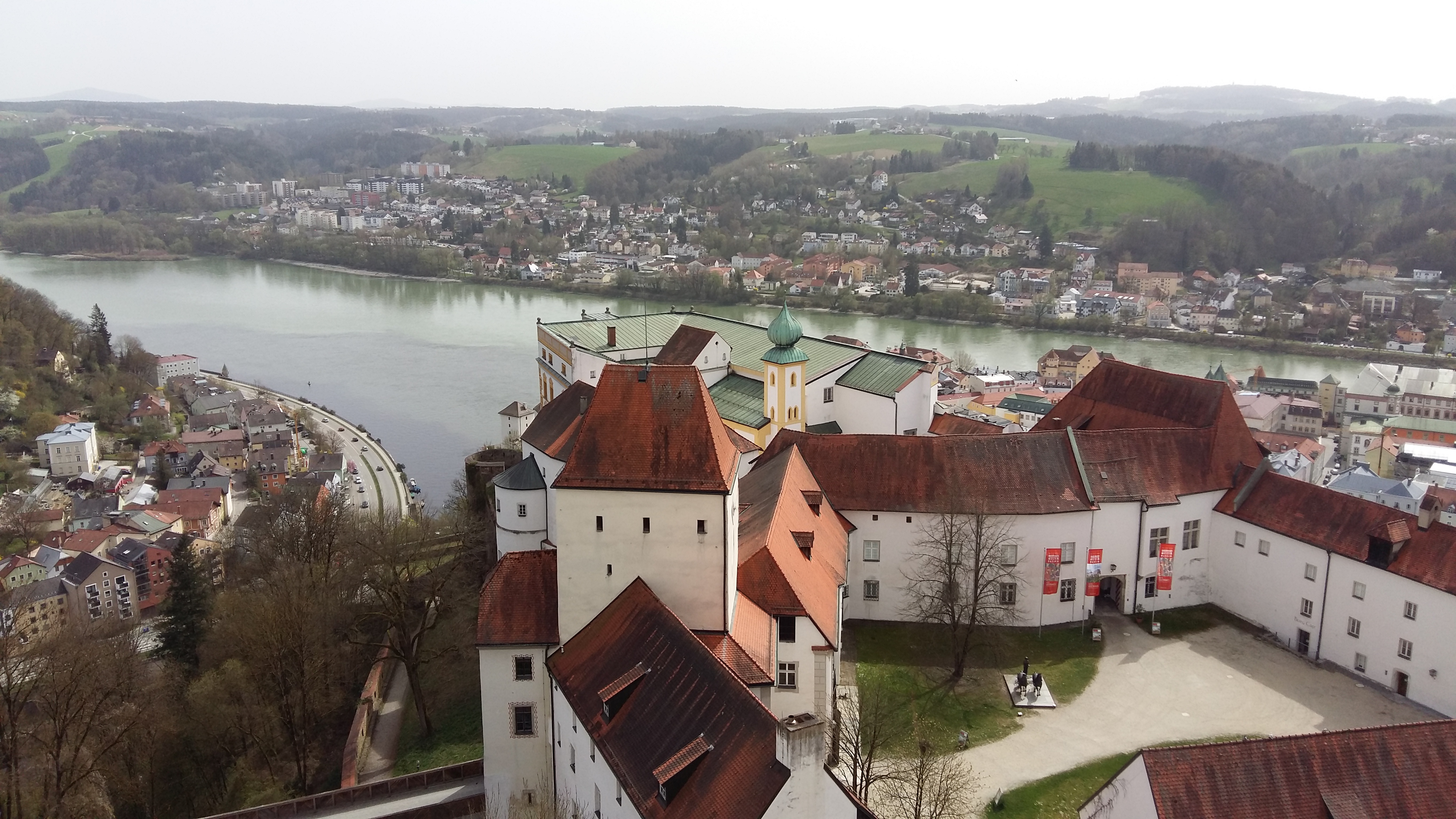 독일 파사우 베스테 오버하우스에서 바라 본 구시가지와 세 강이 만나는 점