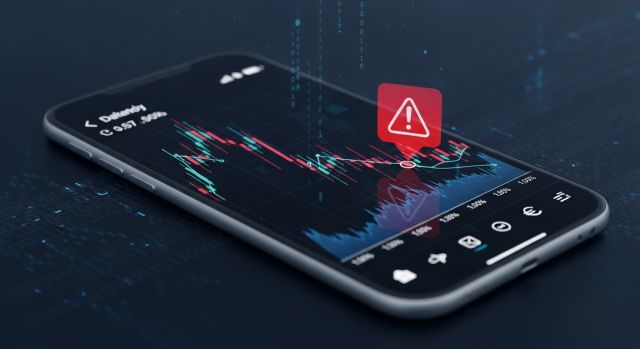 토스증권 엔화 환율 오류 사태를 형상화한 디지털 금융 리스크 분석 일러스트