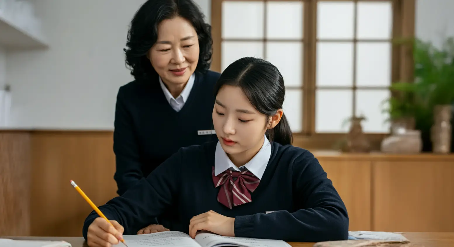 수험생을 격려하는 어머니