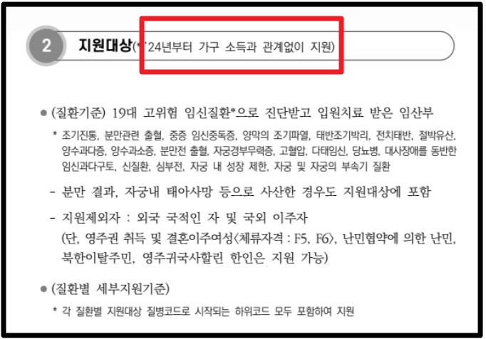 고위험임산부 의료비지원 조건확인
