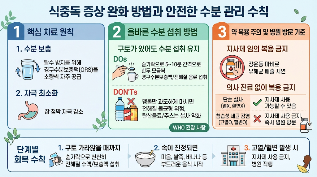 식중독 증상 완화 방법과 안전한 수분 관리 수칙