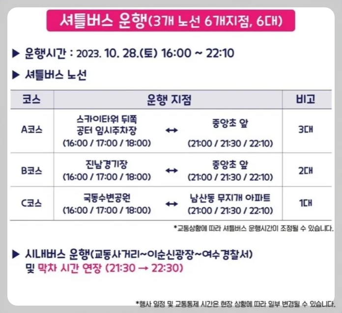 2023 여수밤바다 불꽃축제 명당자리, 행사일정, 교통 셔틀버스 및 주차장 안내