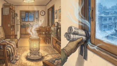 90년대 이전 공동주택에서 쓰던 겨울 미세 틈막이 기술