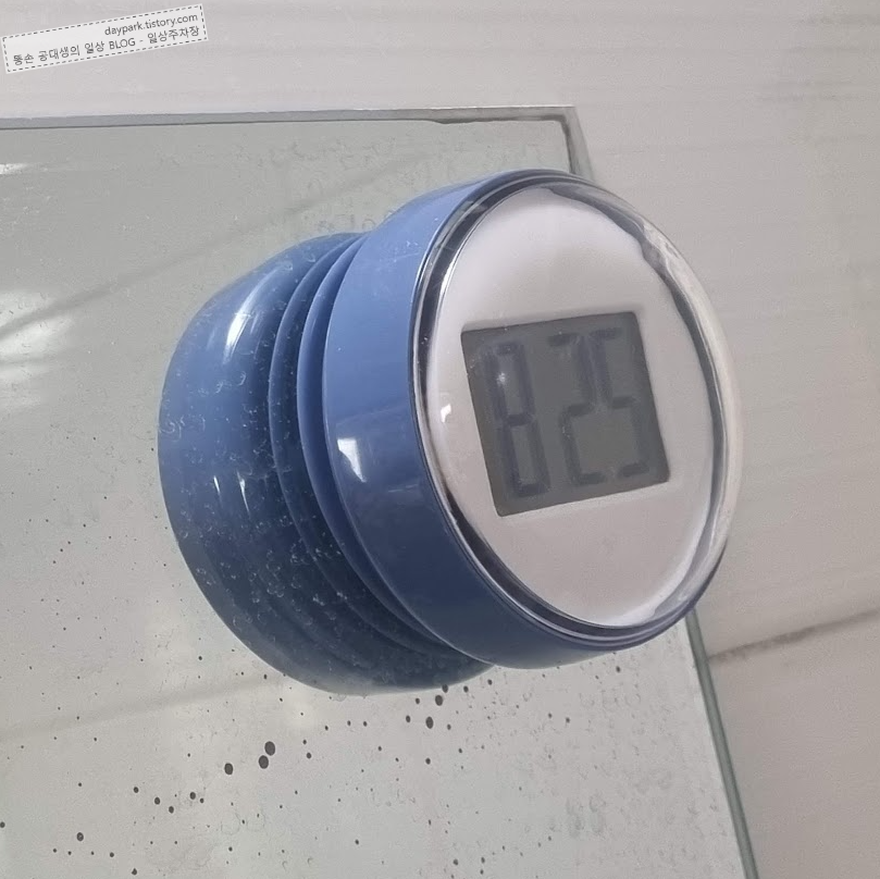 다이소 욕실용 흡착시계 - 설치후