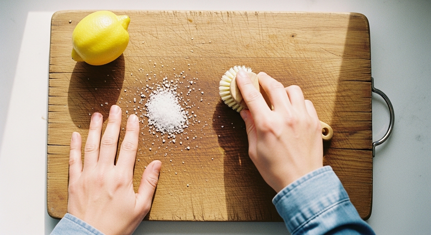 도마 세균 걱정 끝! 굵은 소금과 레몬으로 하는 5분 천연 살균법