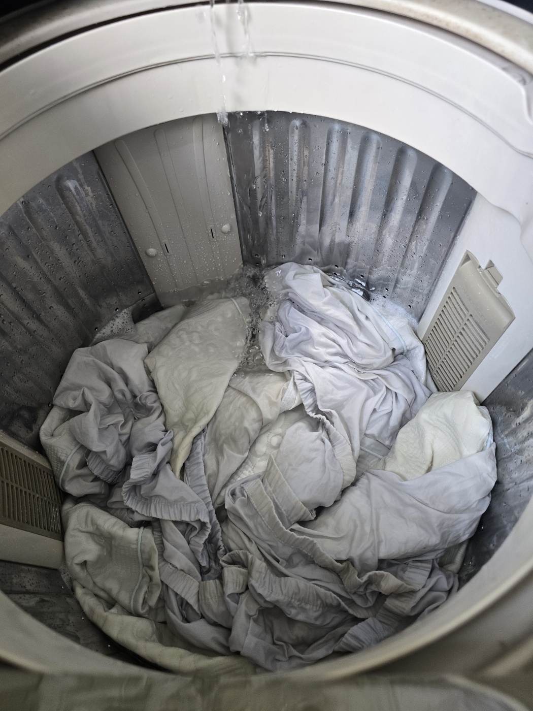 2시간 불린 후 모습. 얼룩이 빠진 듯한 느낌.