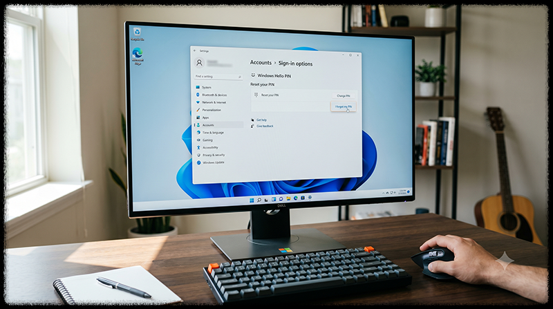 Windows 설정에서 PIN 재설정을 진행하는 모습