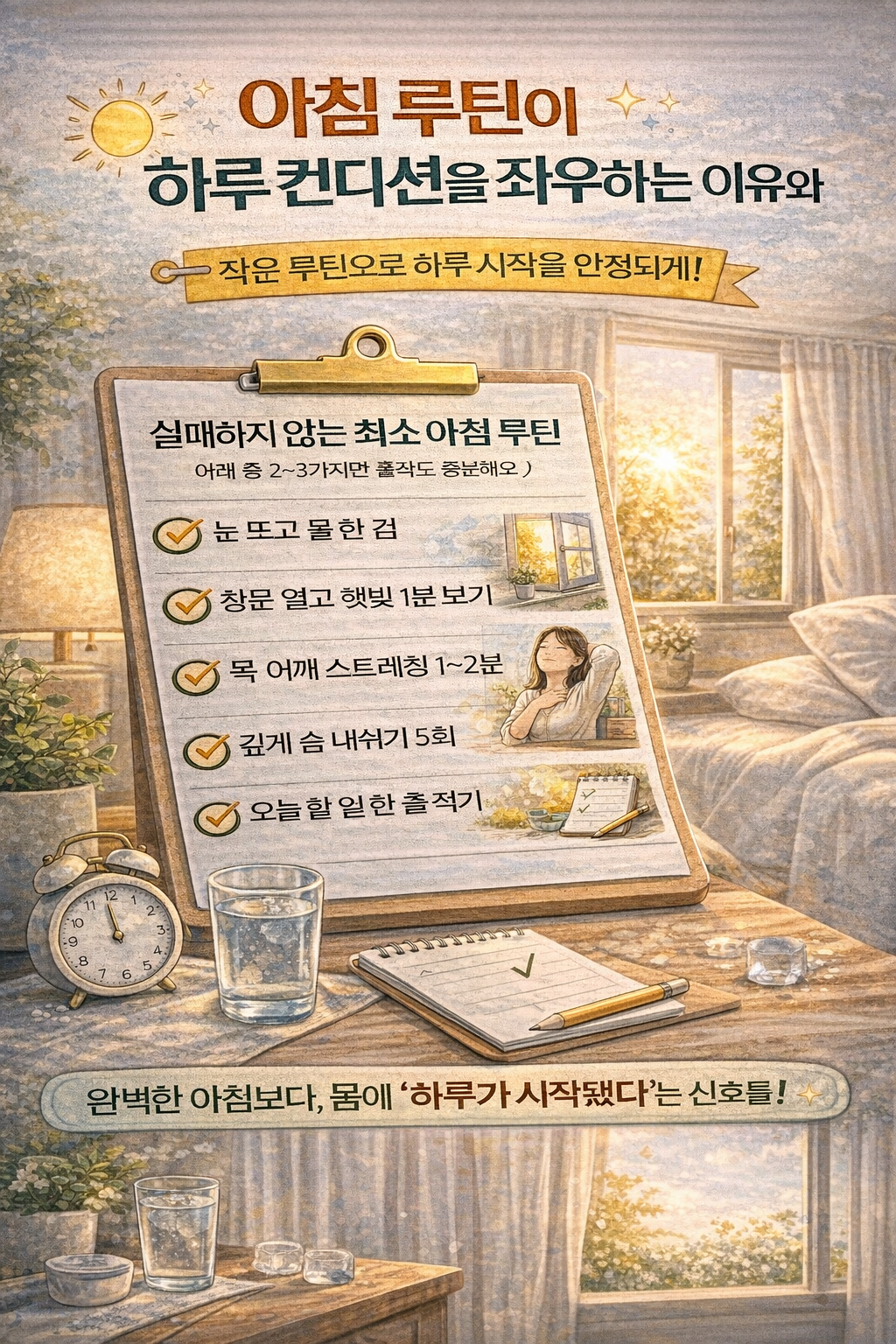 아침 루틴이 하루 컨디션을 좌우하는 이유와 무리 없는 시작 방법