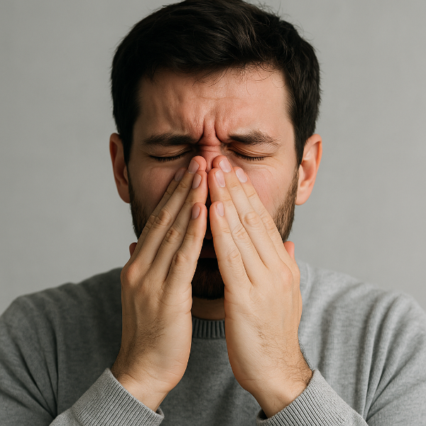 비염때문에 괴러워 하는 남자 사진