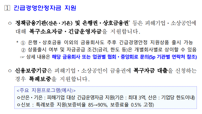 소상공인 긴급경영안정자금