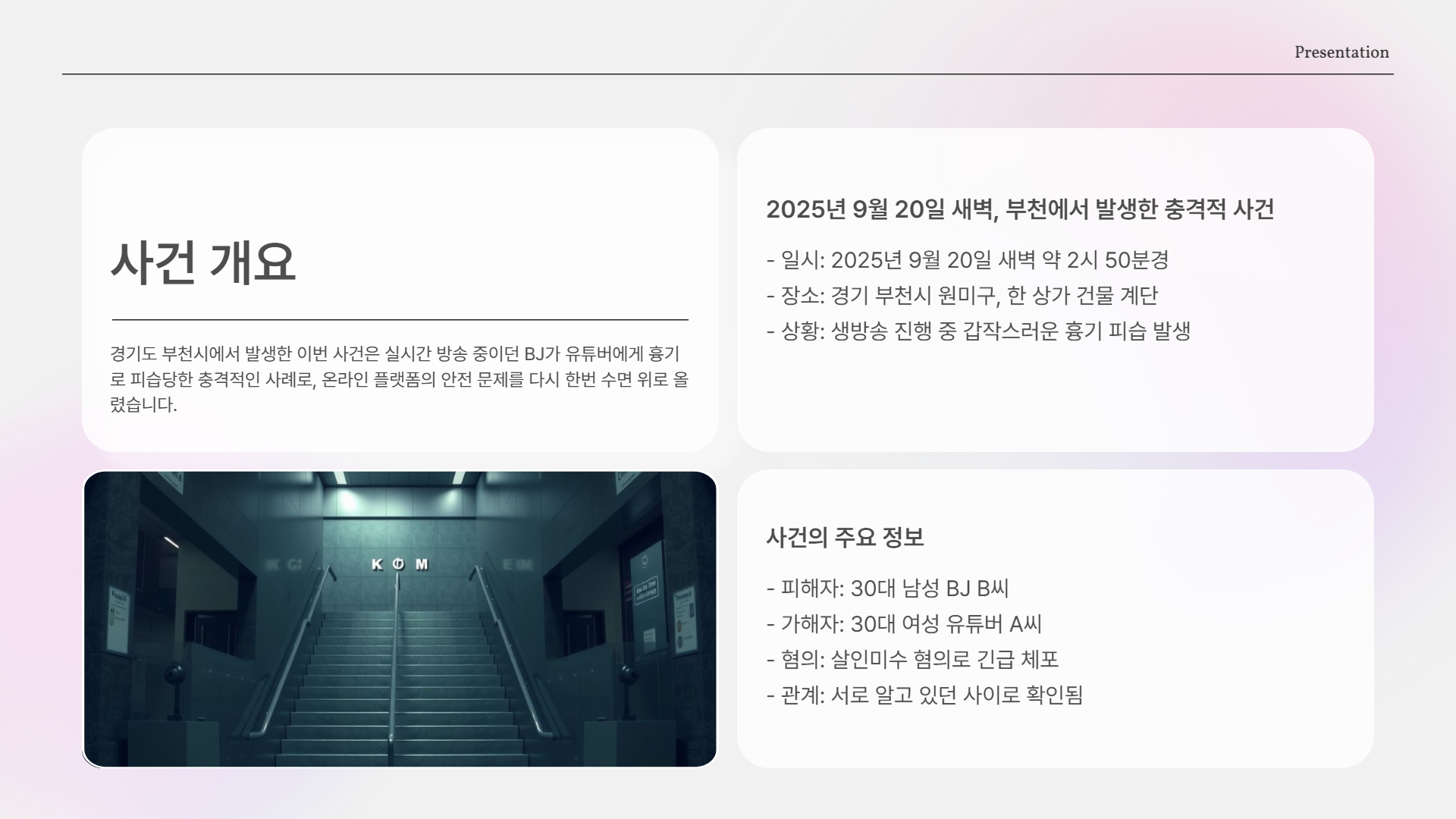 새벽 생방송 중인 BJ 흉기찔러