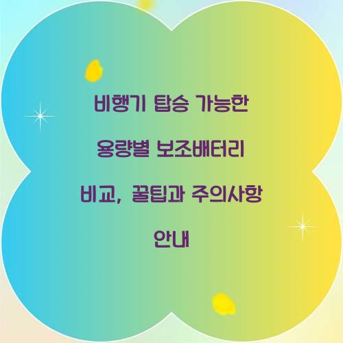 비행기 탑승 가능한 용량별 보조배터리 비교
