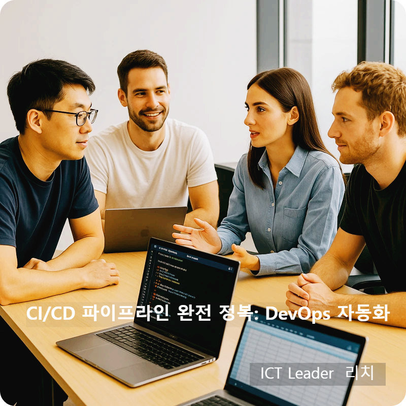 회사 회의실에서 협업 중인 4명의 소프트웨어 개발자들