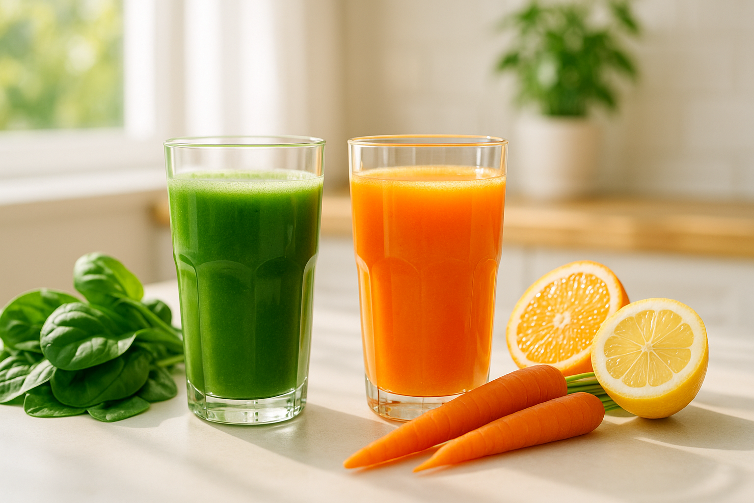 밝고 신선한 여름 분위기의 디톡스 주스