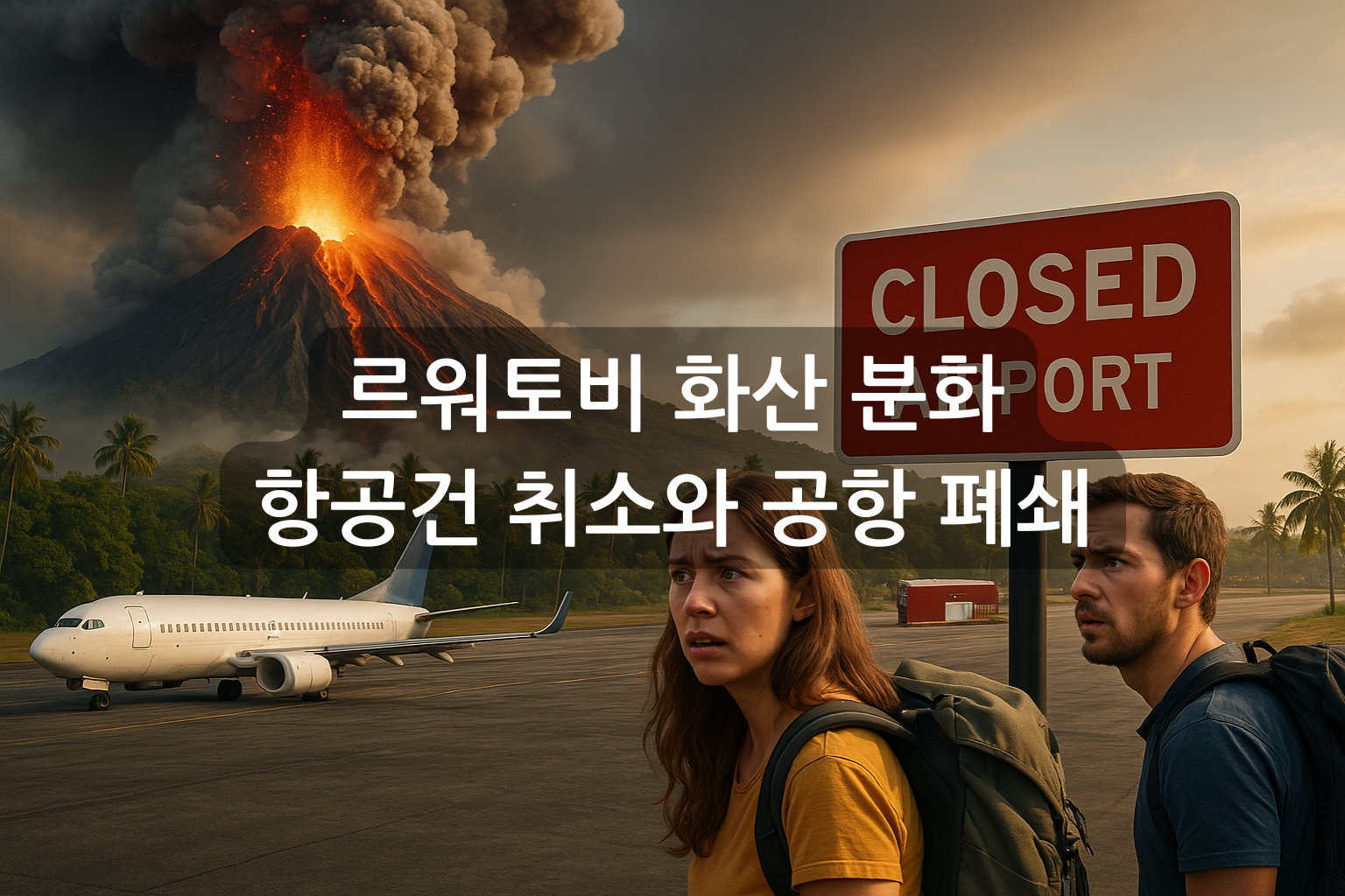 르워토비 화산 분화, 항공건 취소와 공항 폐쇄 발리
