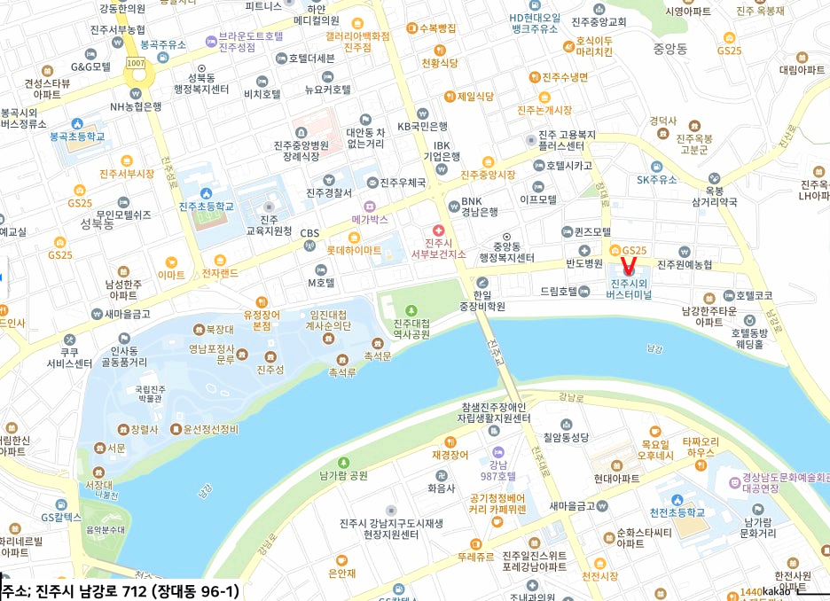 진주시외버스터미널 주변 지도