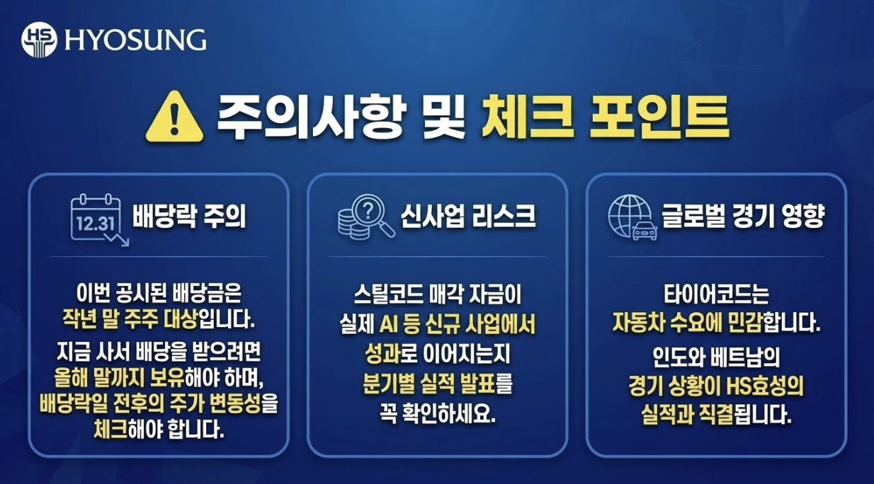 HS효성 배당, 타이어코드, 신사업
